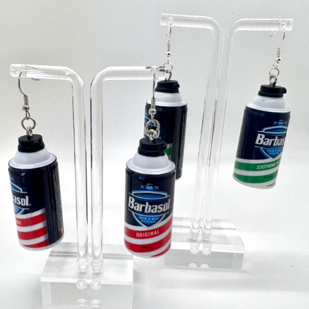 Barbasol Shaving Cream Earrings - 90s Y2K Earrings - Jurassic Park Earrings